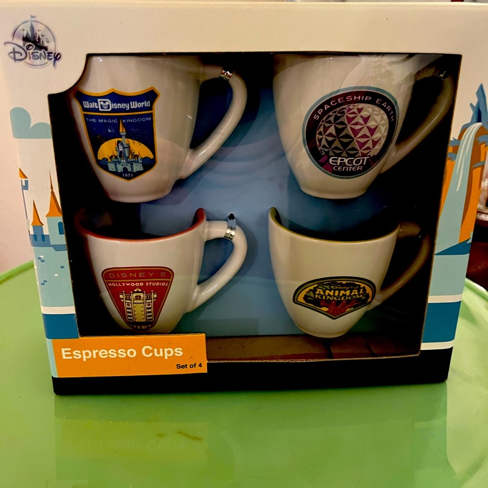 Set of Four Disney Park collector Espresso cups. Never used